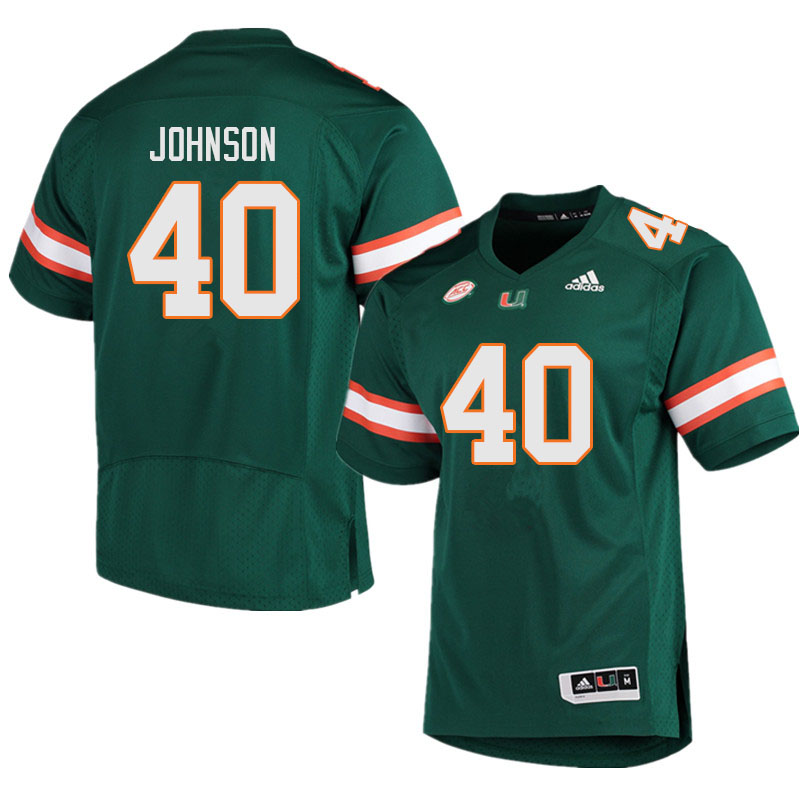 Men #40 Caleb Johnson Miami Hurricanes College Football Jerseys Sale-Green - Click Image to Close